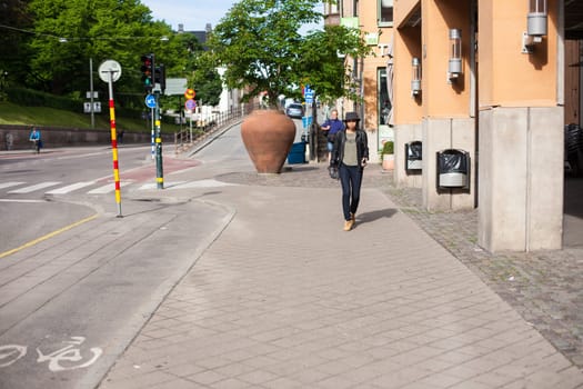 Stockholm, Sweden - June 09, 2017 : Urban life. People Walking In A Big City Street
