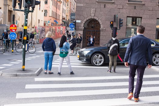 Stockholm, Sweden - June 09, 2017 : Urban life. People Walking In A Big City Street