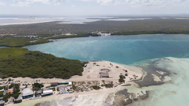 Bonaire island Caribbean sea windsurf lagoon Sorobon aerial drone top view