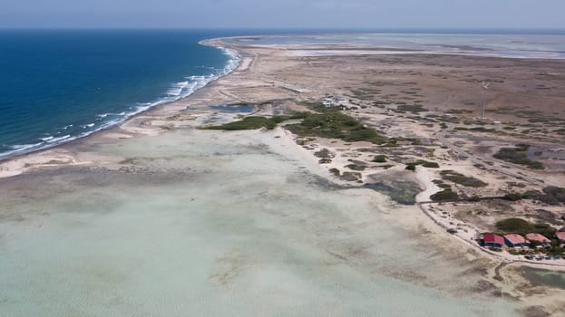 Bonaire island Caribbean sea windsurf lagoon Sorobon aerial drone top view
