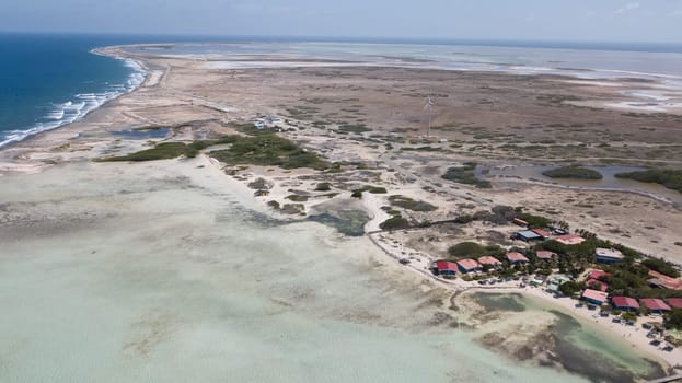 Bonaire island Caribbean sea windsurf lagoon Sorobon aerial drone top view