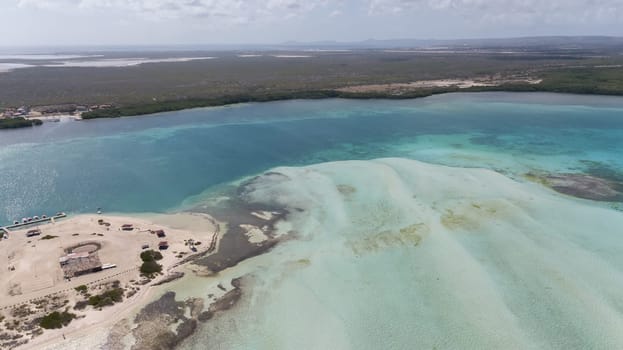 Bonaire island Caribbean sea windsurf lagoon Sorobon aerial drone top view