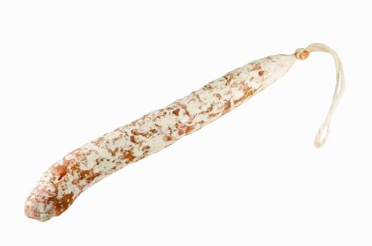 Spanish salami fuet isolated on white background