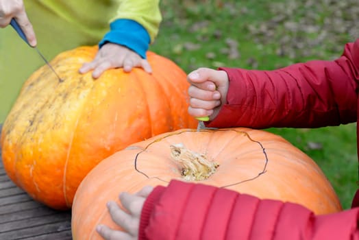Carving pumpkin