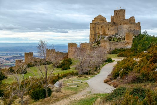 Medieval castle of Loarre over the rocks in Aragon, Spain