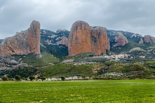 Mallos De Riglos are the picturesque rocks in Huesca province of Spain