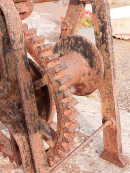 close up of rusty metal old sea dock structure outside  Essex  England  UK