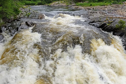 Plunging Waters in a Aux Sables River in Chutes Provincial Park in Ontario