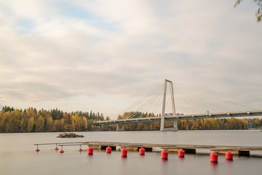 Bridge over the River in Umea, Sweden in Autumn.