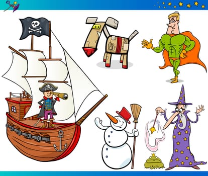 Cartoon Illustrations Set of Fairytale or Fantasy Characters