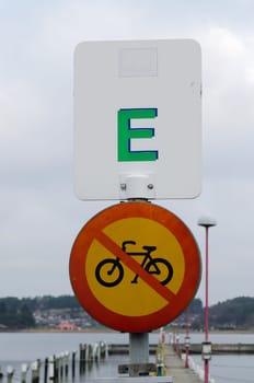 A traffic sign against bicyckle that tell it is forbidden