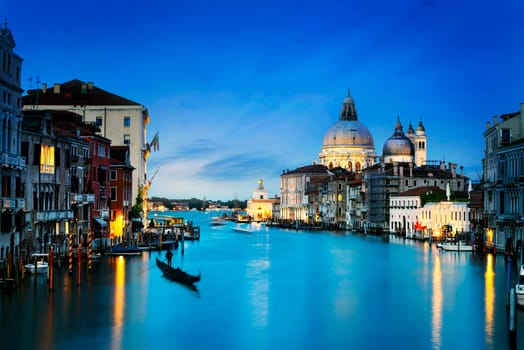 Grand Canal and Basilica Santa Maria della Salute, Venice, Italy and sunny day