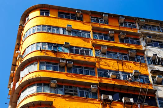 Old apartments in Hong Kong downtown at day