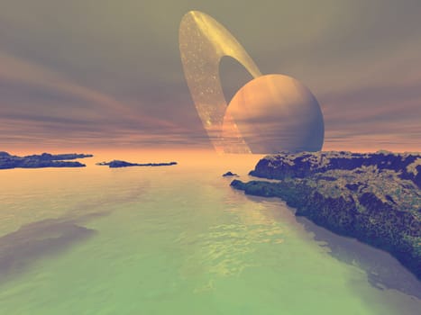 Titan is one of the largest of Saturn's moons and has surface liquid and a dense atmosphere.