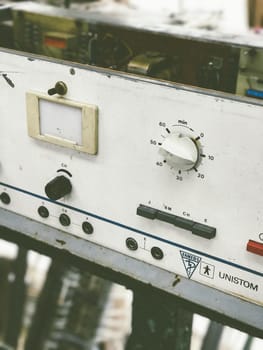 Krakow, Poland - July 26, 2017 : Old retro unnecessary faulty Specialist Medical Equipment UNISTOM G90 Famed Lodz