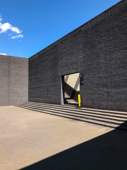 Poland, Gdansk - JUNE 12, 2017: Premise without roof, theater with gray walls in the open air