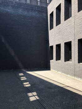 Poland, Gdansk - JUNE 12, 2017: Premise without roof, theater with gray walls in the open air
