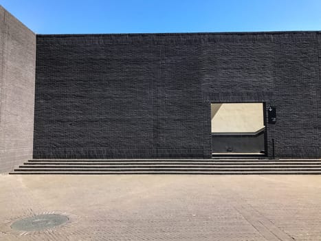 Poland, Gdansk - JUNE 12, 2017: Premise without roof, theater with gray walls in the open air