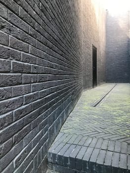Poland, Gdansk - JUNE 12, 2017: Premise without roof, theater with gray walls in the open air
