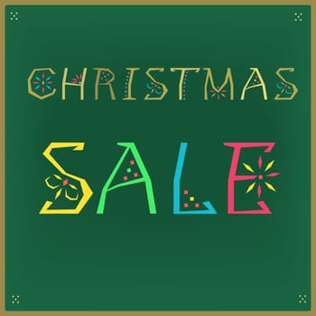 Christmas Sale. Card for retail. Colorful artistic font. illustration