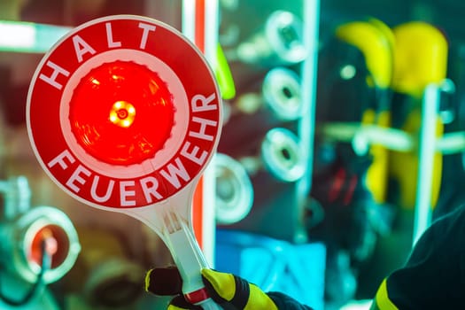 Illuminated fire brigade trowel in detail