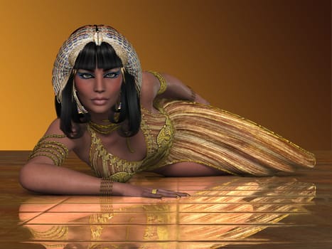 An Egyptian lady with traditional clothing from the Old Kingdom of Egypt.