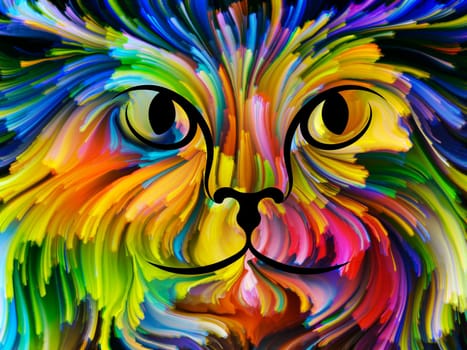 Cat Paint series. Backdrop composed of colorful feline portrait and suitable for use in the projects on art, imagination and creativity