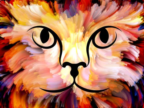Cat Paint series. Backdrop composed of colorful feline portrait and suitable for use in the projects on art, imagination and creativity