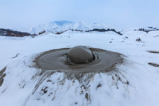 Mud Volcanoes in winter. Location: Berca, Buzau. Romania