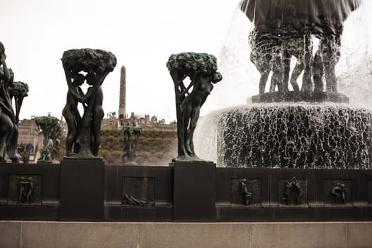 Oslo, Norway - June 08, 2017 : Oslo, Norway Vigeland Sculpture Park with monuments of naked people