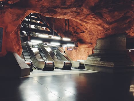 STOCKHOLM, SWEDEN - JUNE 10, 2017: Radhuset tunnelbanestation Underground Station of the Subway