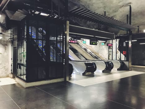 STOCKHOLM, SWEDEN - JUNE 10, 2017: Waterlily green Station  tunnelbanestation Underground Subway