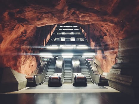 STOCKHOLM, SWEDEN - JUNE 10, 2017: Radhuset tunnelbanestation Underground Station of the Subway