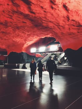 STOCKHOLM, SWEDEN - JUNE 10, 2017: Solna Centrum tunnelbanestation Underground. Station of the Subway