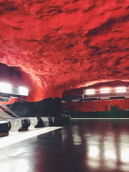 STOCKHOLM, SWEDEN - JUNE 10, 2017: Solna Centrum tunnelbanestation Underground. Station of the Subway