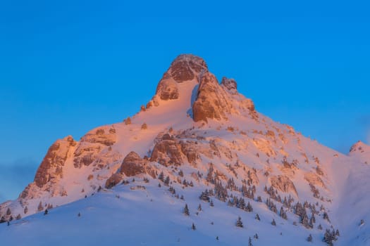 mountain top in winter. Ciucas Mountains Romania.
