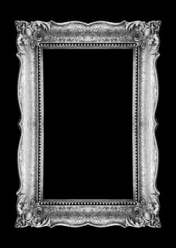 Old Silver Picture Frame on black background
