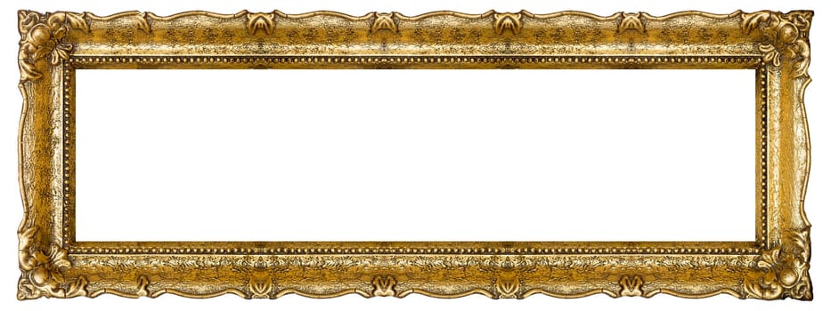 Verry Big Old Gold picture frame, isolated on white - extra large file and quality - 54mpx