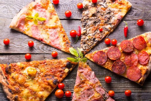 Italian food - pizza on wooden table