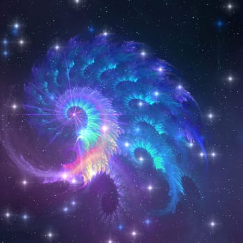 A fantasy image of a nebula in space representing a Horn of Plenty.