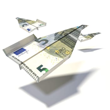 Paper plane from a 5 Euro bill