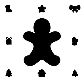 Gingerbread Man silhouette christmas holiday. Vector illustration.