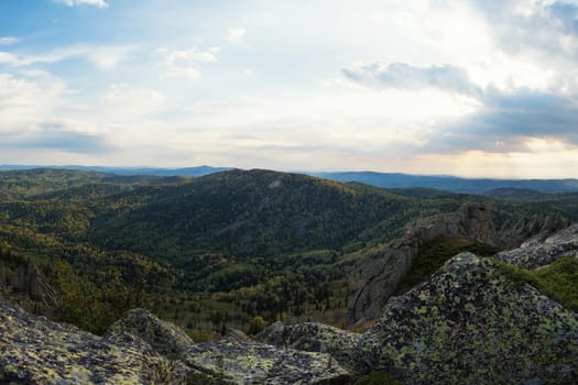 Beauty view in mountains of Altai. Kolyvan ridge - a mountain range in the north-west of the Altai Mountains, in the Altai Territory of Russia