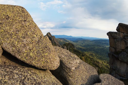 Beauty view in mountains of Altai. Kolyvan ridge - a mountain ridge in the north-west of the Altai Mountains, in the Altai Territory of Russia