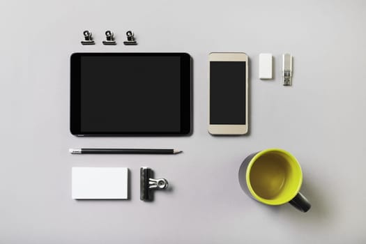 Corporate stationery mockup. Top view.