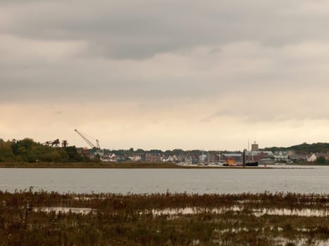 wivenhoe coastal village maritime river stream landscape overcast autumn  essex  england  uk