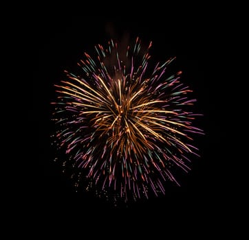 Colorful fireworks on night sky background