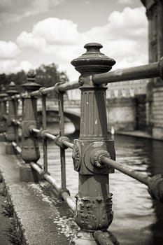 old historic railing on the banks of the Spree in Berlin