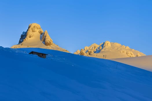 mountain top in winter. Ciucas Mountains Romania.