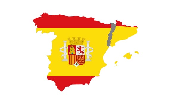 catalunya out of spain flag on white background